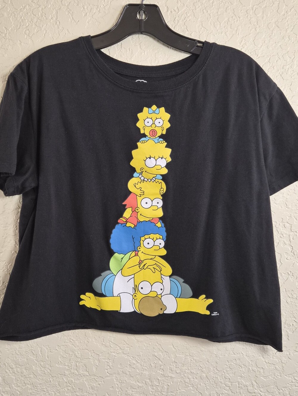Juniors The Simpsons Family Graphic T-Shirt Size L Crop Top
